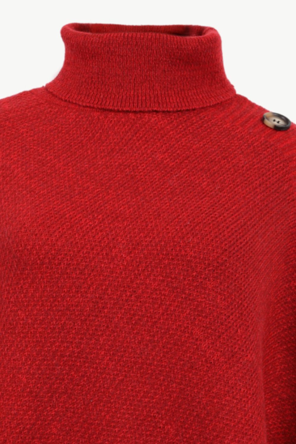 Turtleneck Buttoned Poncho