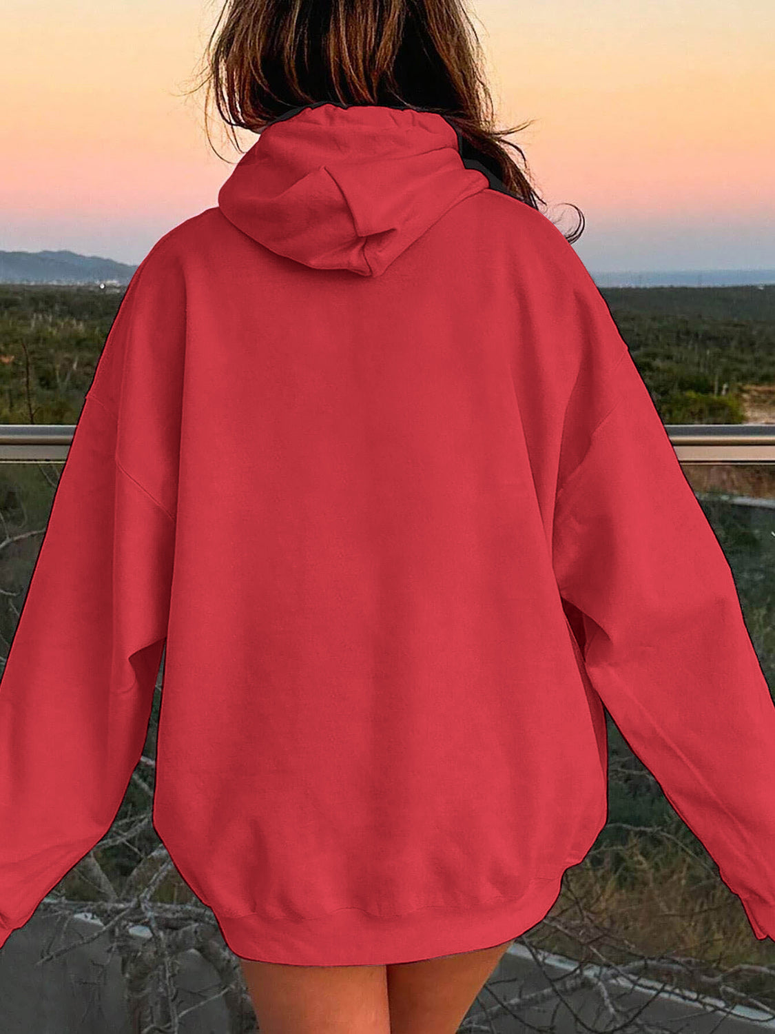 Drawstring Dropped Shoulder Hoodie