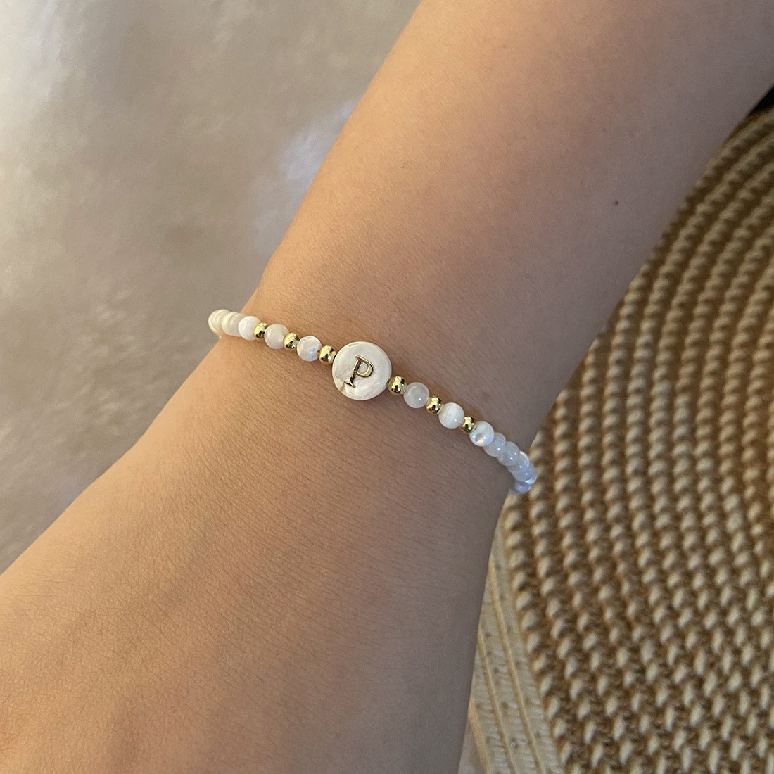 Stainless Steel Shell Letter Bead Bracelet