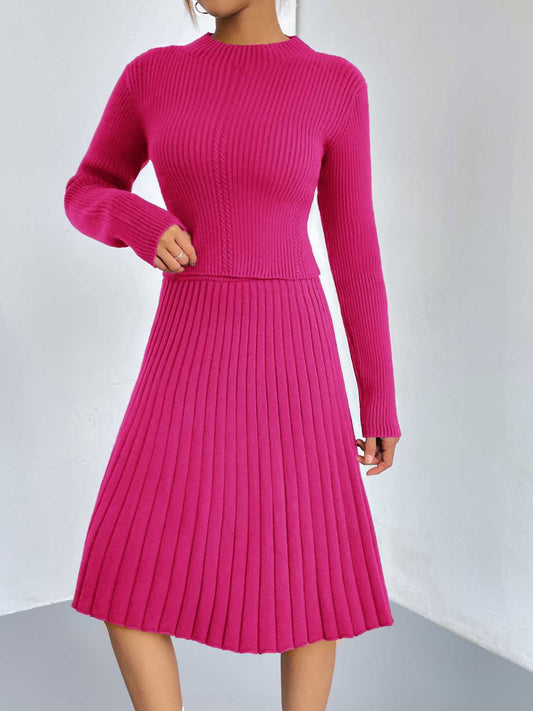 Rib-Knit Sweater and Skirt Set