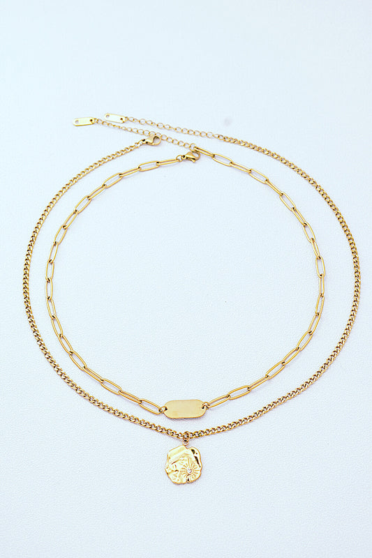 Gold-Plated Double-Layered Pendant Necklace