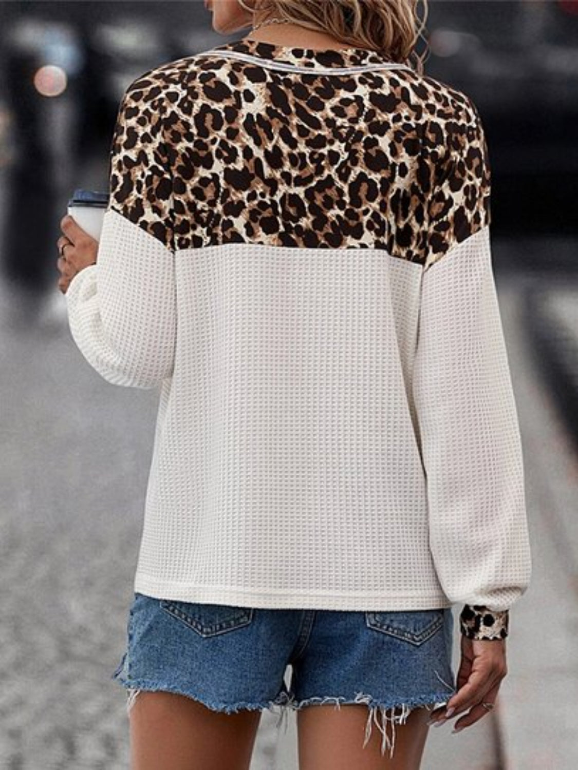 Leopard V-Neck Long Sleeve T-Shirt