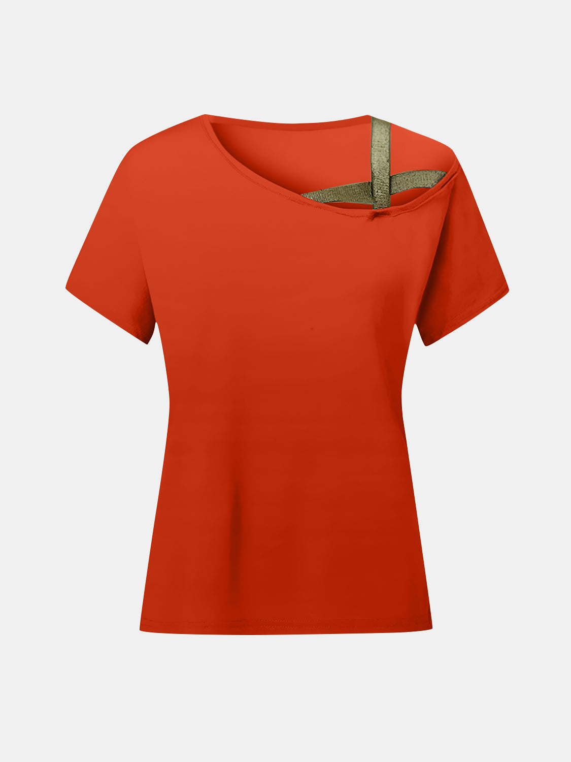 Asymmetrical Neck Short Sleeve T-Shirt