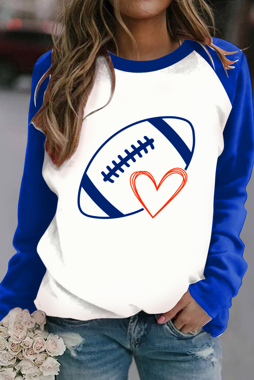 Football Graphic Round Neck Sweatshirt