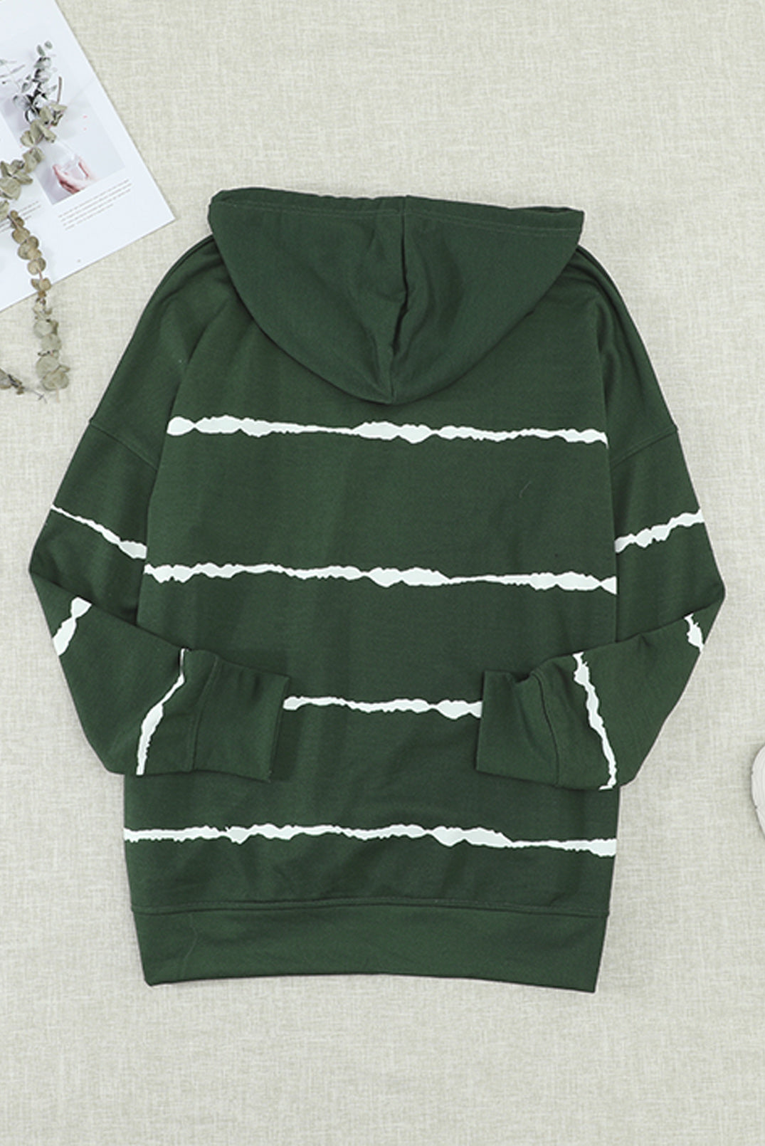 Drawstring Striped Dropped Shoulder Hoodie